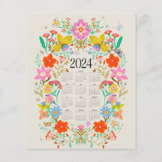 Calendrier complet 2024 fleuri