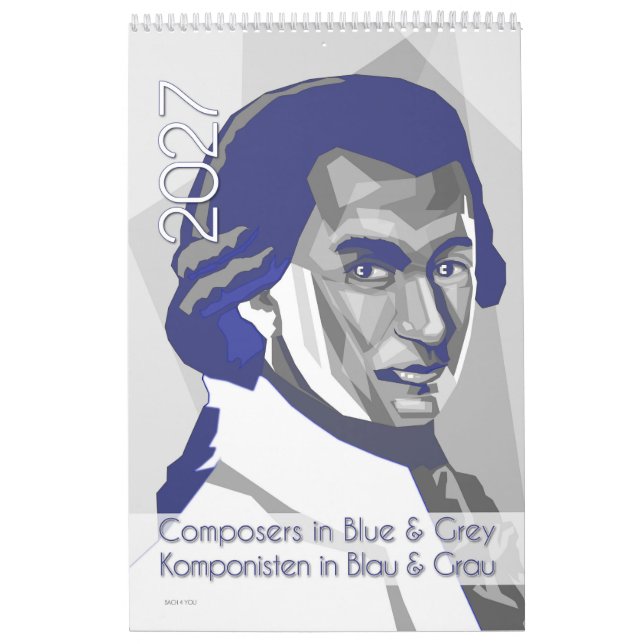 Calendrier Compositeurs Classiques Portraits en Bleu & Gris,  (Protection)