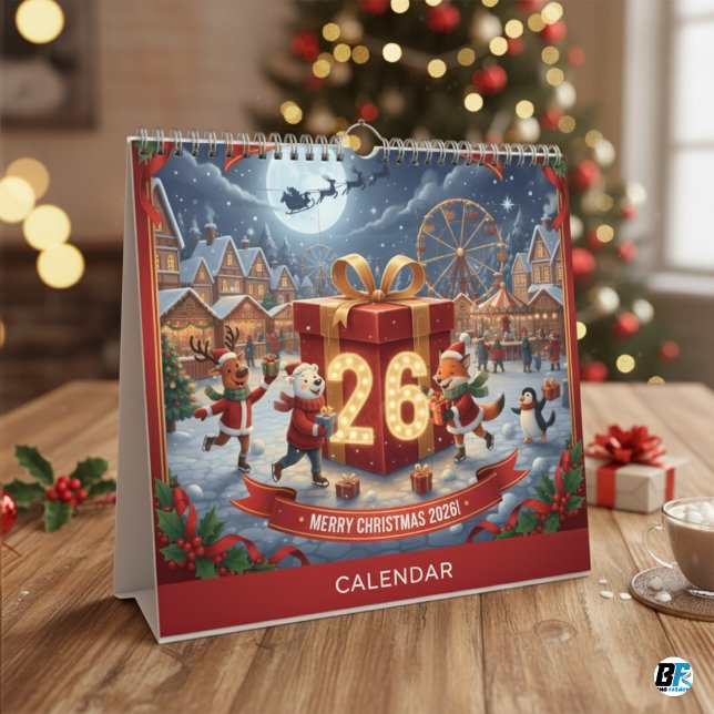 Calendrier Concentrez-vous sur le style visuel et le Noël uni (Christmas 2026 Calendar )