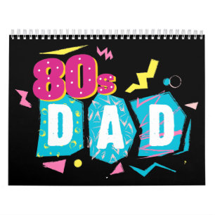 Calendrier conception au néon de style du papa 80s rétro