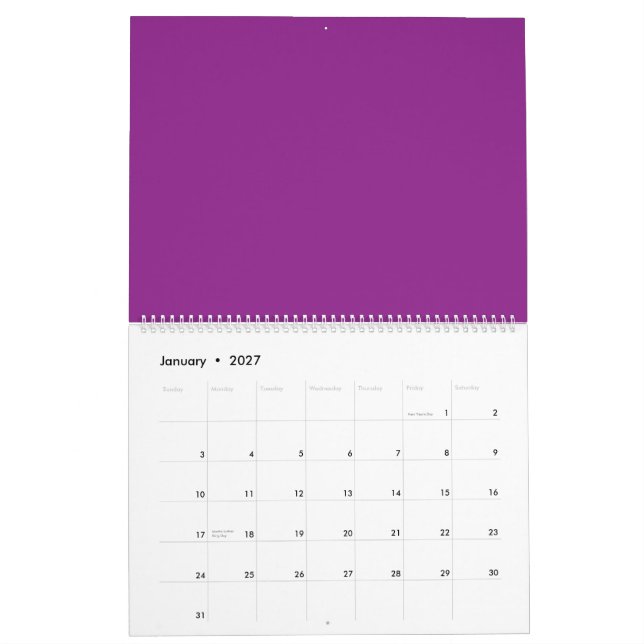 Calendrier Conception avec un Arrière - plan violet étonnant  (Jan 2027)
