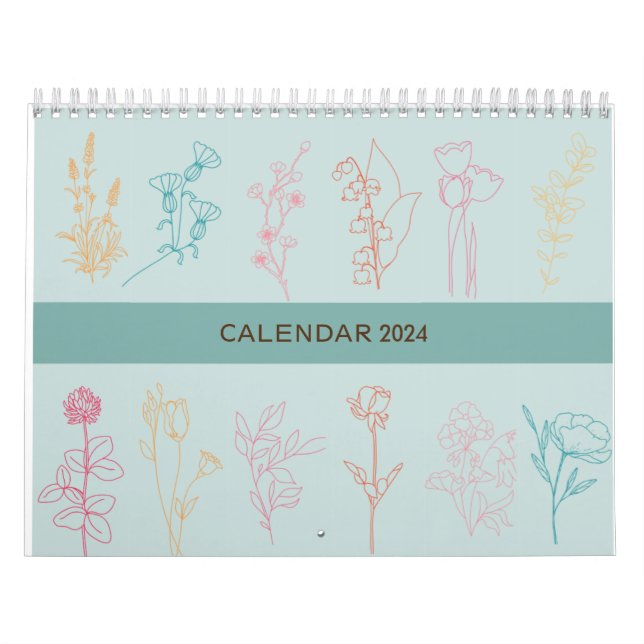 CALENDRIER CONCEPTION D'ART SIMPLE EN LIGNE DE FLEURS | RETRO (Protection)