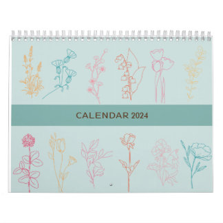 CALENDRIER CONCEPTION D'ART SIMPLE EN LIGNE DE FLEURS | RETRO