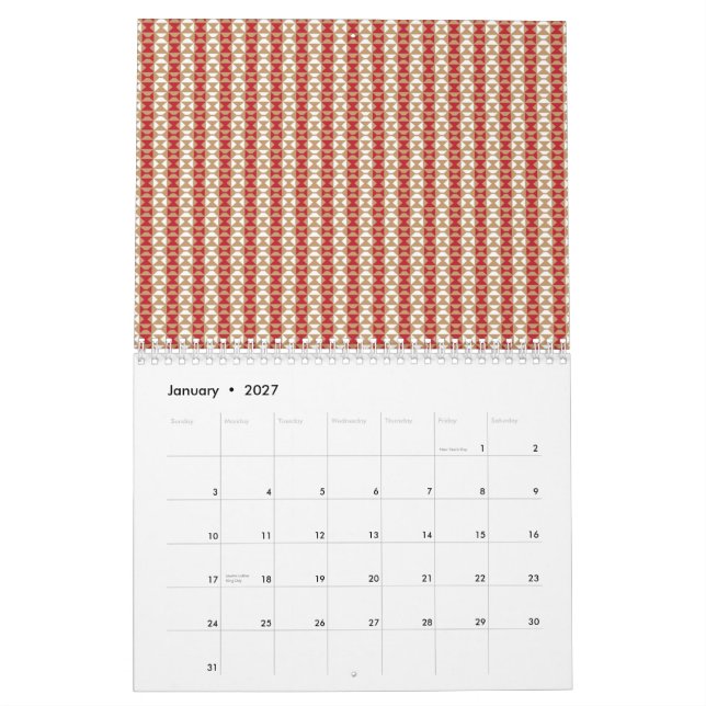Calendrier Conception de motif à rayures désertiques boho (Jan 2027)