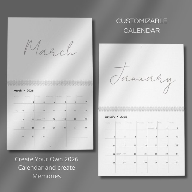 Calendrier Conception de typographie simple et propre (Créateur téléchargé)