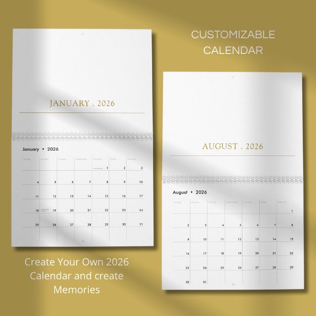 Calendrier Conception de typographie simple et propre (Créateur téléchargé)