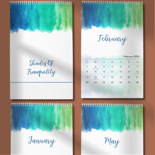 Calendrier Conception minimale élégante et calme à l'aquarell