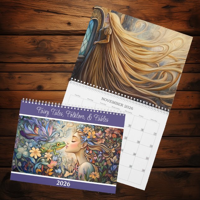 Calendrier Contes de fées, folklore et fables 2026 2 pages (Créateur téléchargé)