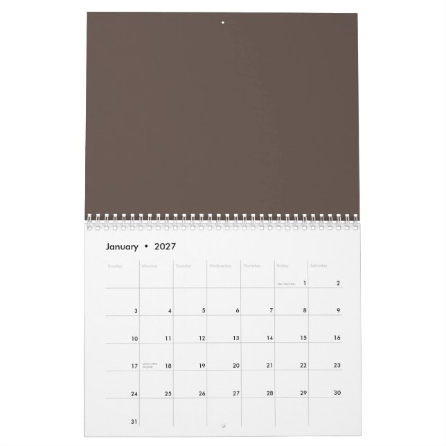 Calendrier Contre un mur Brown élégant (Jan 2027)