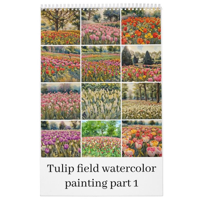 Calendrier Couleur d'aquarelle du champ de tulipe 1 (Protection)