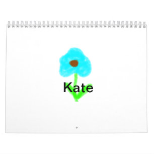 Calendrier Couleur d'eau bleu vert ajouter votre nom texte pe