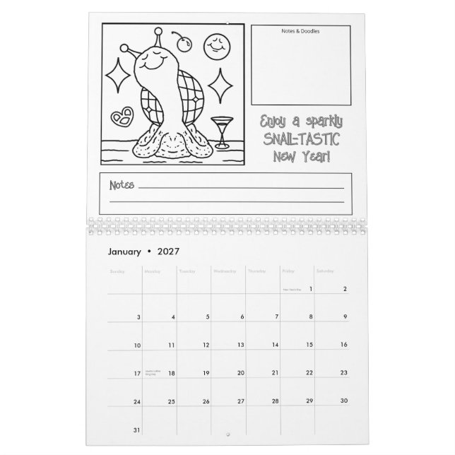 Calendrier Couleur moyenne de l'escargot 2026 (Jan 2027)