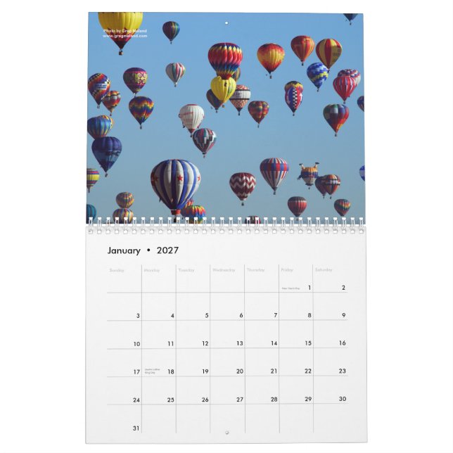 Calendrier Couleurs d'automne d'Albuquerque (Jan 2027)