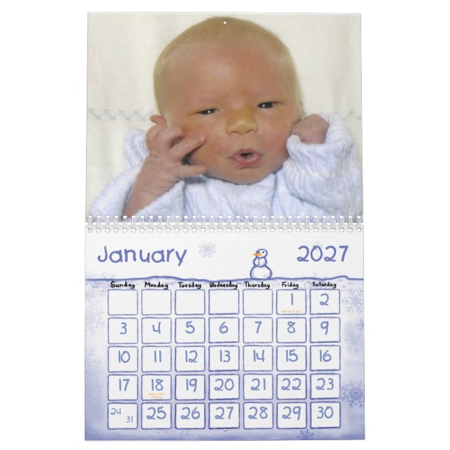 Calendrier Couverture du calendrier, première année de Noah (Jan 2027)