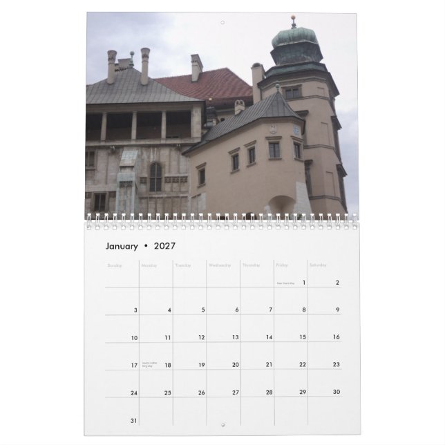 Calendrier - Cracovie (Jan 2027)