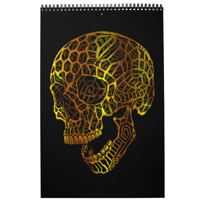 Calendrier Crâne Géométrique avec Motifs Complexes (Protection)