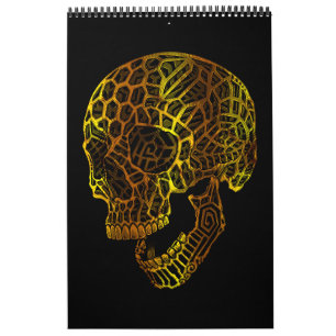 Calendrier Crâne Géométrique avec Motifs Complexes