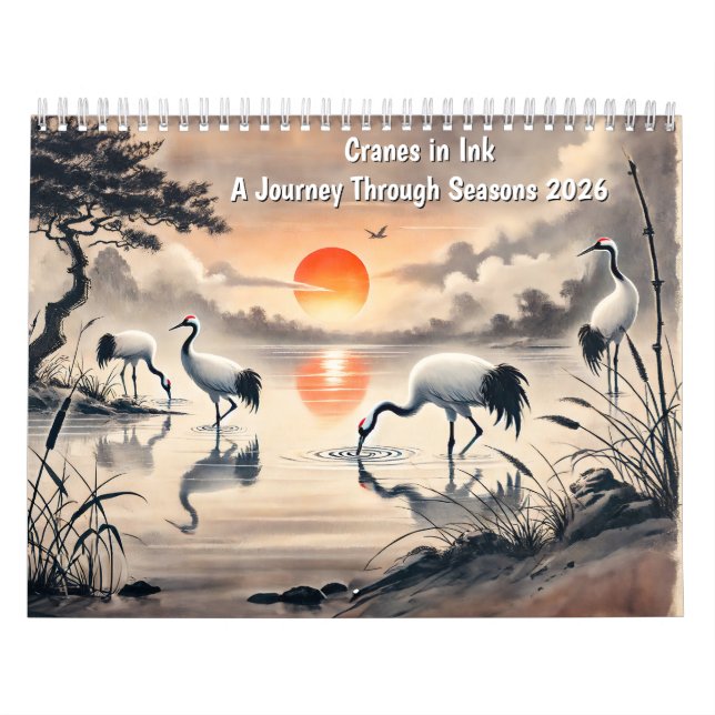 Calendrier Cranes in Ink – A Journey Through Seasons 2026 (Protection)
