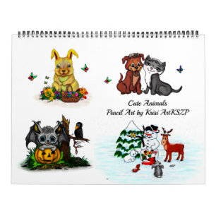 Calendrier Crayon Animaux mignons Art par Krisi ArtKSZP
