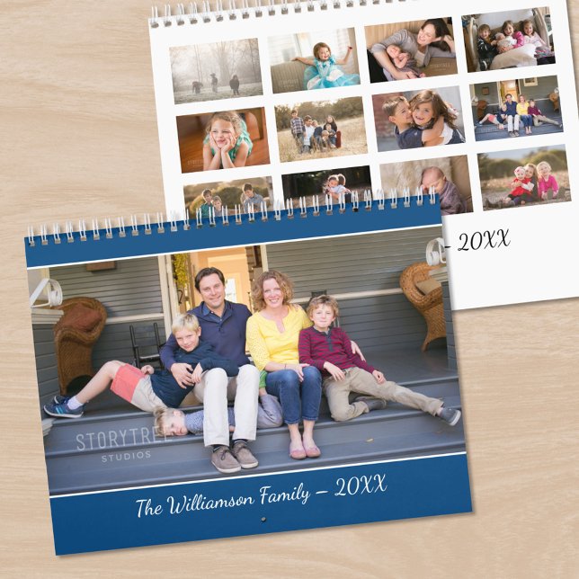 Calendrier Create Your Own Modern Blue Cover Photo (Create Your Own Modern Blue Cover Photo Calendar, front/back)