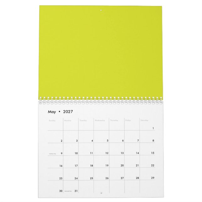Calendrier Créer un Arrière - plan Jaune d'appel visuel remar (Mai 2027)