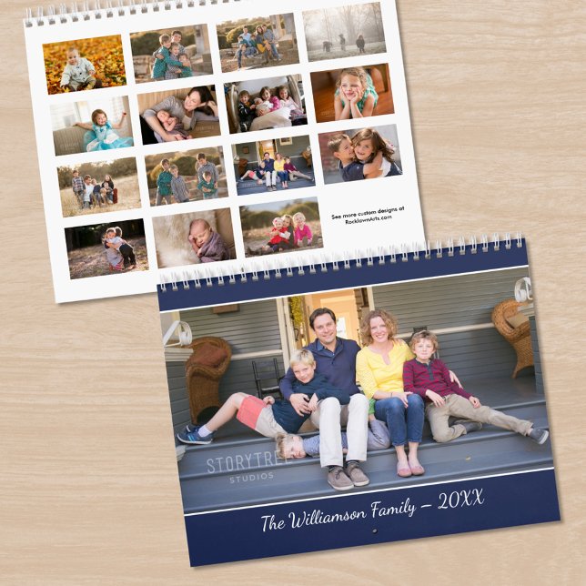 Calendrier Créez Votre Propre Photo Moderne de 15 Mois (Create Your Own Modern 15 Month Photo Calendar, front/back)