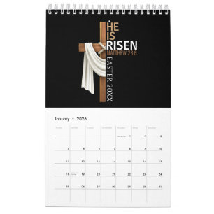 Calendrier Croix de Pâques vintage personnalisée Il est ressu