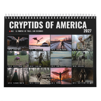 Calendrier Cryptids of America 2027 Trail Cam Bigfoot Mothman