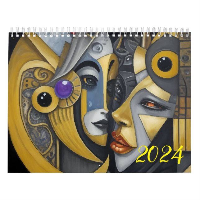 Calendrier Cubisme dans le style de Picasso. 2024 (Protection)