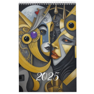 Calendrier Cubisme dans le style de Picasso. 2025