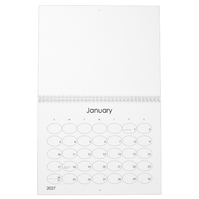 Calendrier Custom Calendar  (Jan 2027)