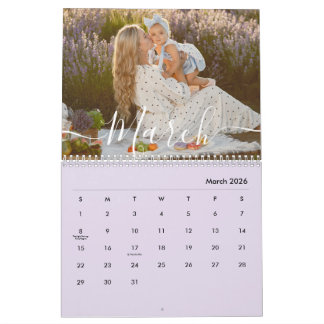 Calendrier Custom Family Photo | Personalized Soft Lavender