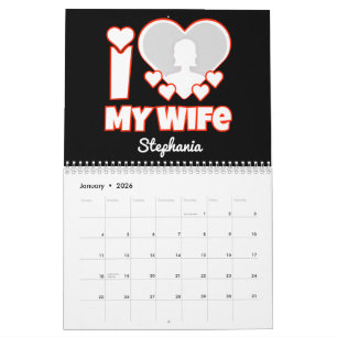 Calendrier Custom I Love My Wife - Ajouter Nom & Photo