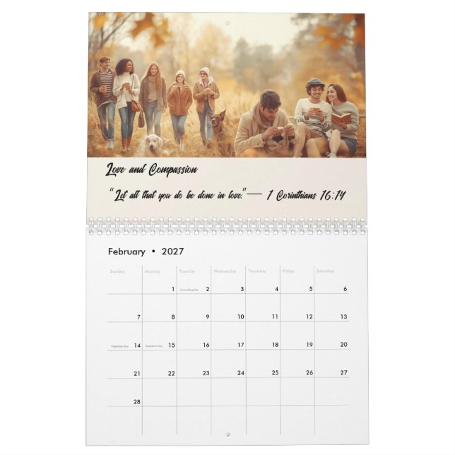 Calendrier Custom Photo Calendar with Bible Verses (Feb 2027)