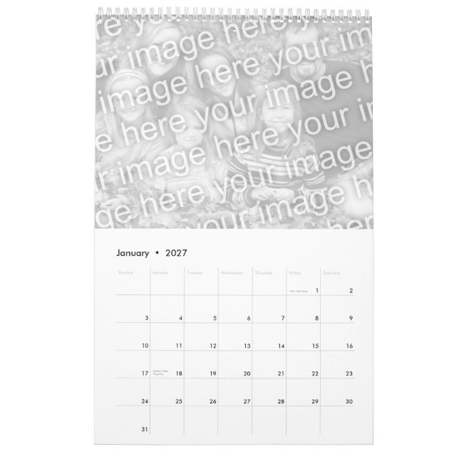 calendrier customizeable de fête des pères (Jan 2027)