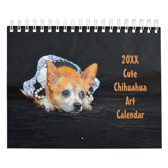 Calendrier Cute Chihuahua Chien Art Design 2024 Mensuel (Protection)