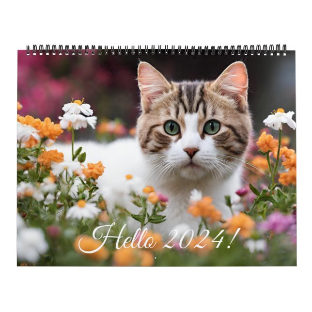 Calendrier Cute Kitten Cat Flower Daily mensuel annuel 2026 (Protection)
