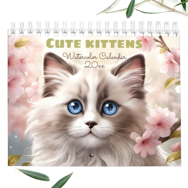 Calendrier Cute Kittens Aquarelle Amoureux des chats saisonni (Cute Kittens Watercolor Seasonal Cat Lover Calendar)