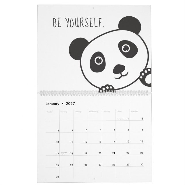 Calendrier Cute Panda Motivation animale Inspiration Enfants (Jan 2027)