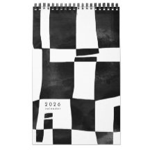 Calendrier d'art abstrait noir et blanc