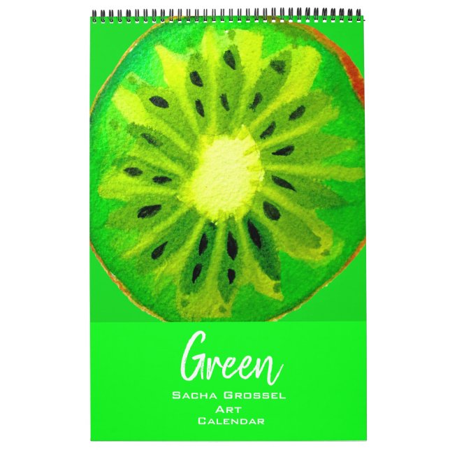 Calendrier d'art aquarelle couleur verte Sacha Gro (Protection)