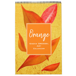 Calendrier d'art de l'aquarelle couleur orange Sac