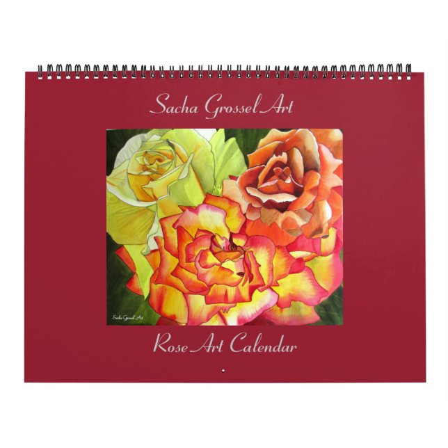 Calendrier d'art de rose aquarelle par Sacha Gross (Protection)