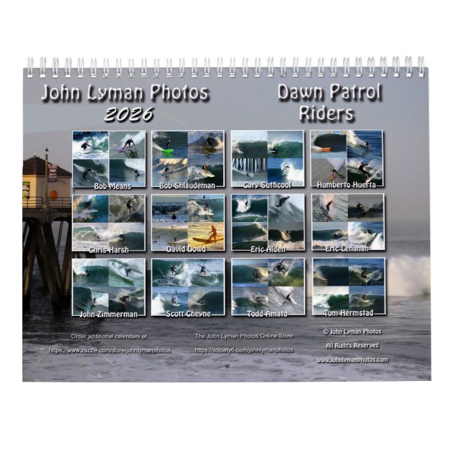 Calendrier Dawn Patrol Riders Surfing Calendar 2026 (Dos)