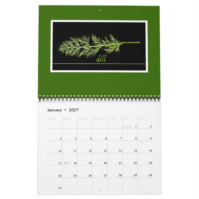 Calendrier de 2015 herbes (Jan 2027)