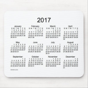Calendrier de 2017 blancs par le tapis de souris