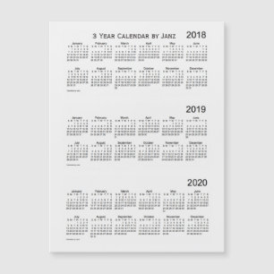 Calendrier de 3 ans 2018-2020 de la fumée blanche 