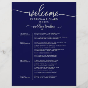 Calendrier de 4 jours pour un mariage Navy Blue Ar