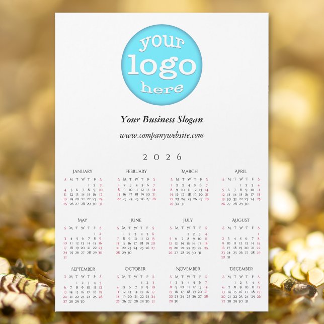 Calendrier de bureau 2026 avec logo d'entreprise p (Custom Company Business Logo Office 2026 Calendar)