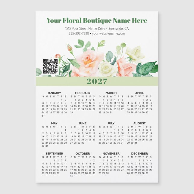 Calendrier de bureau Floral Boutique 2027 (Devant)